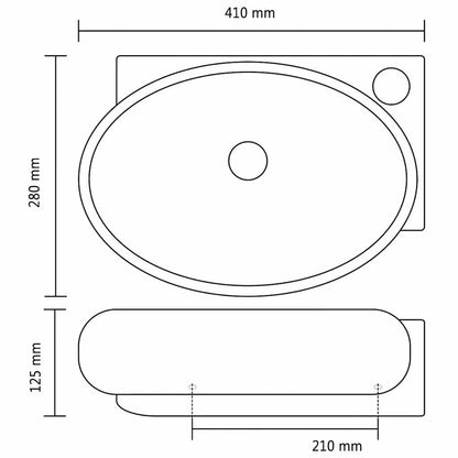 Ceramic Bathroom Sink Basin Faucet/Overflow Hole Black Round 6