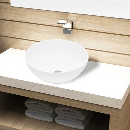 Ceramic Bathroom Sink Basin White Round 1