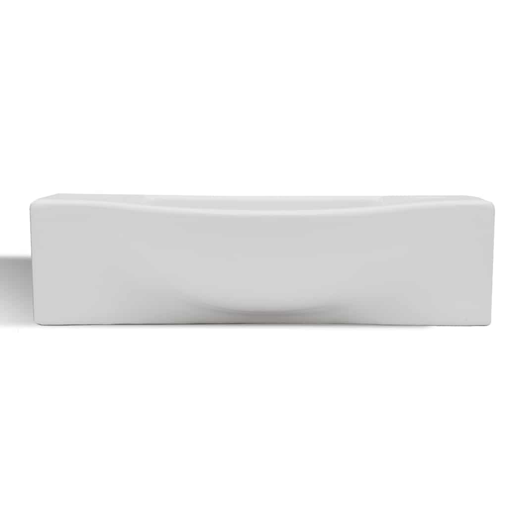 Ceramic Bathroom Sink Basin with Faucet Hole White 4