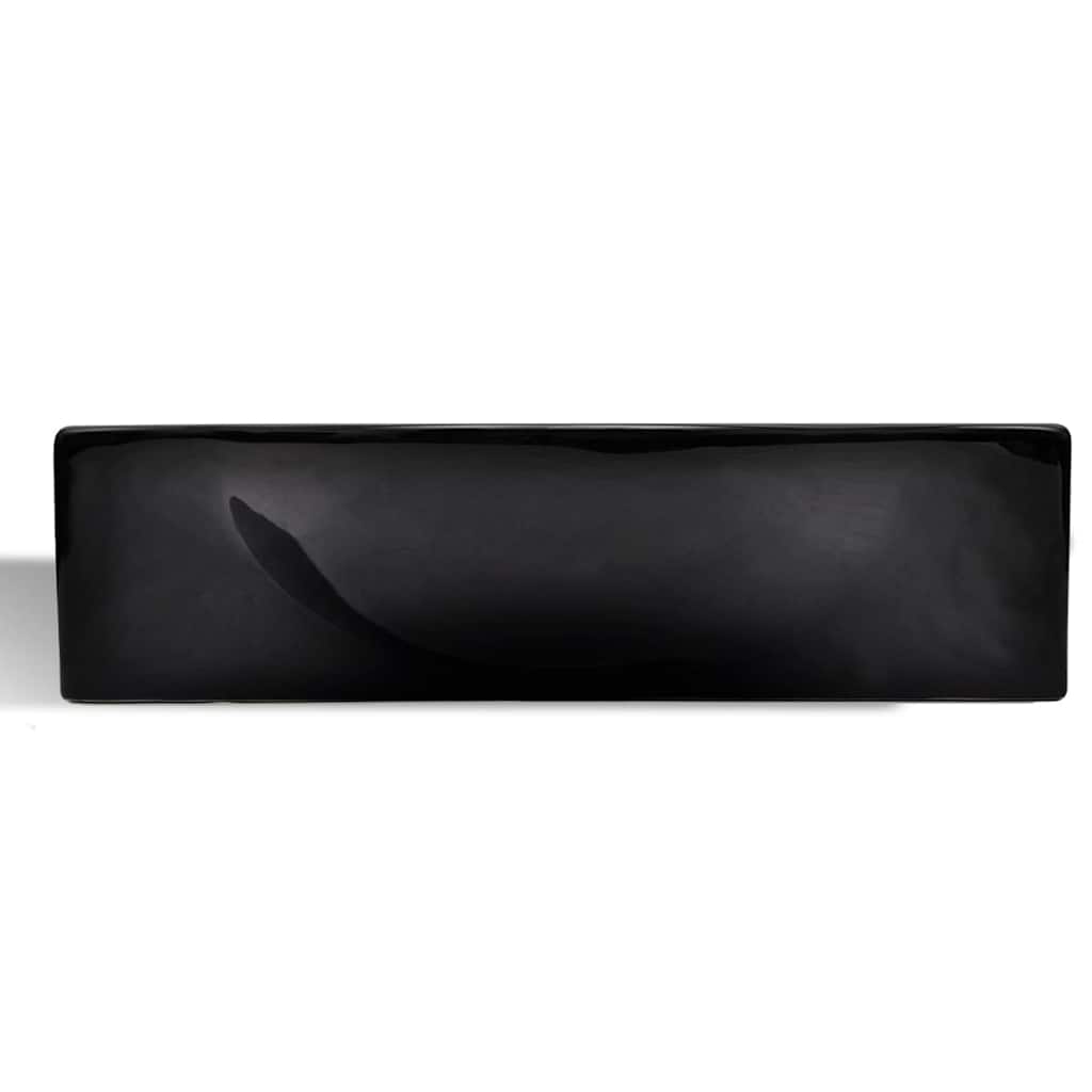Ceramic Bathroom Sink Basin with Faucet Hole Black 3
