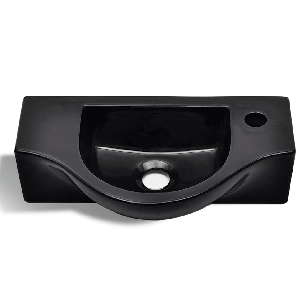 Ceramic Bathroom Sink Basin with Faucet Hole Black 4