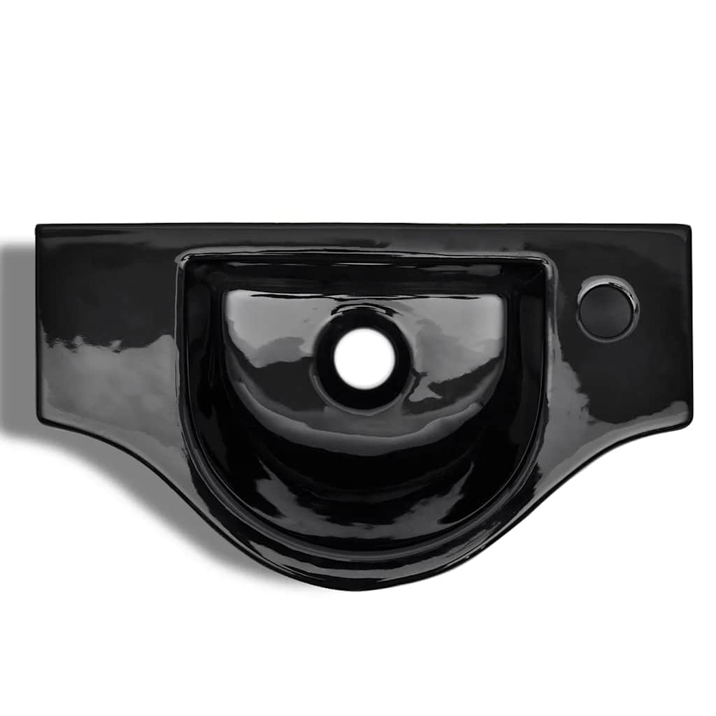 Ceramic Bathroom Sink Basin with Faucet Hole Black 5