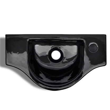 Ceramic Bathroom Sink Basin with Faucet Hole Black 5