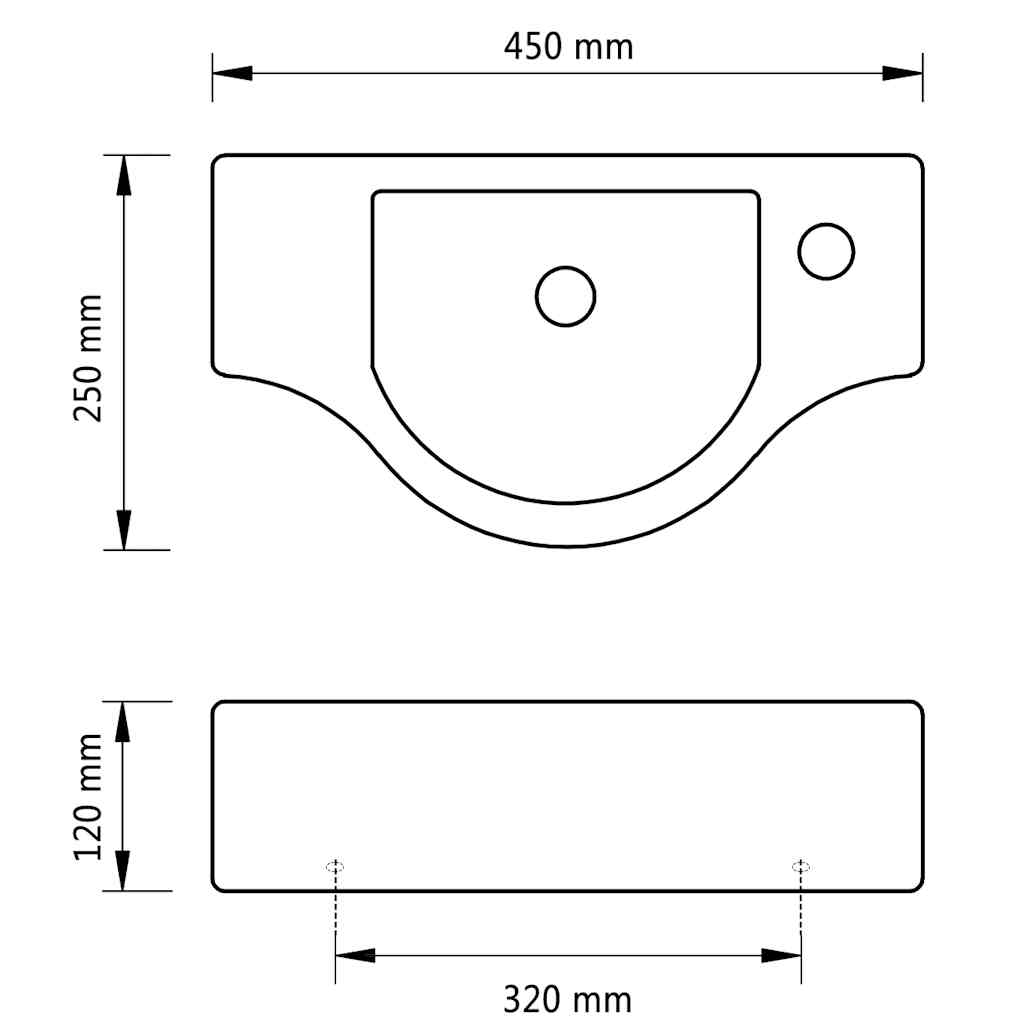 Ceramic Bathroom Sink Basin with Faucet Hole Black 6