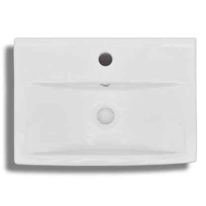 141932 Ceramic Bathroom Sink Basin Faucet/Overflow Hole White Rectangular 4