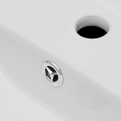 141932 Ceramic Bathroom Sink Basin Faucet/Overflow Hole White Rectangular 5