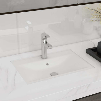 141932 Ceramic Bathroom Sink Basin Faucet/Overflow Hole White Rectangular 1