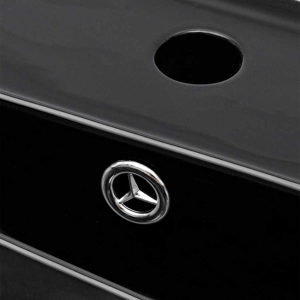 141933 Ceramic Bathroom Sink Basin Faucet/Overflow Hole Black Rectangular 5