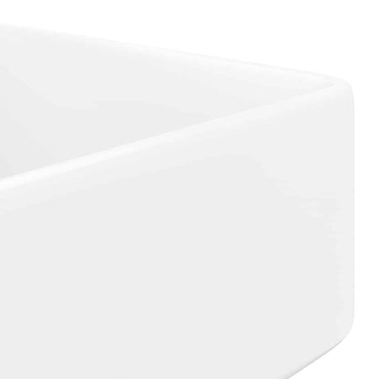 Ceramic Bathroom Sink Basin with Faucet Hole White Square 5