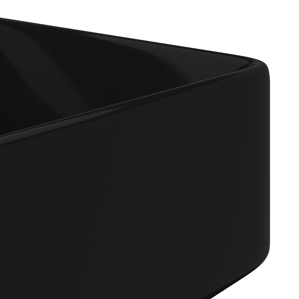 Ceramic Bathroom Sink Basin with Faucet Hole Black Square 5