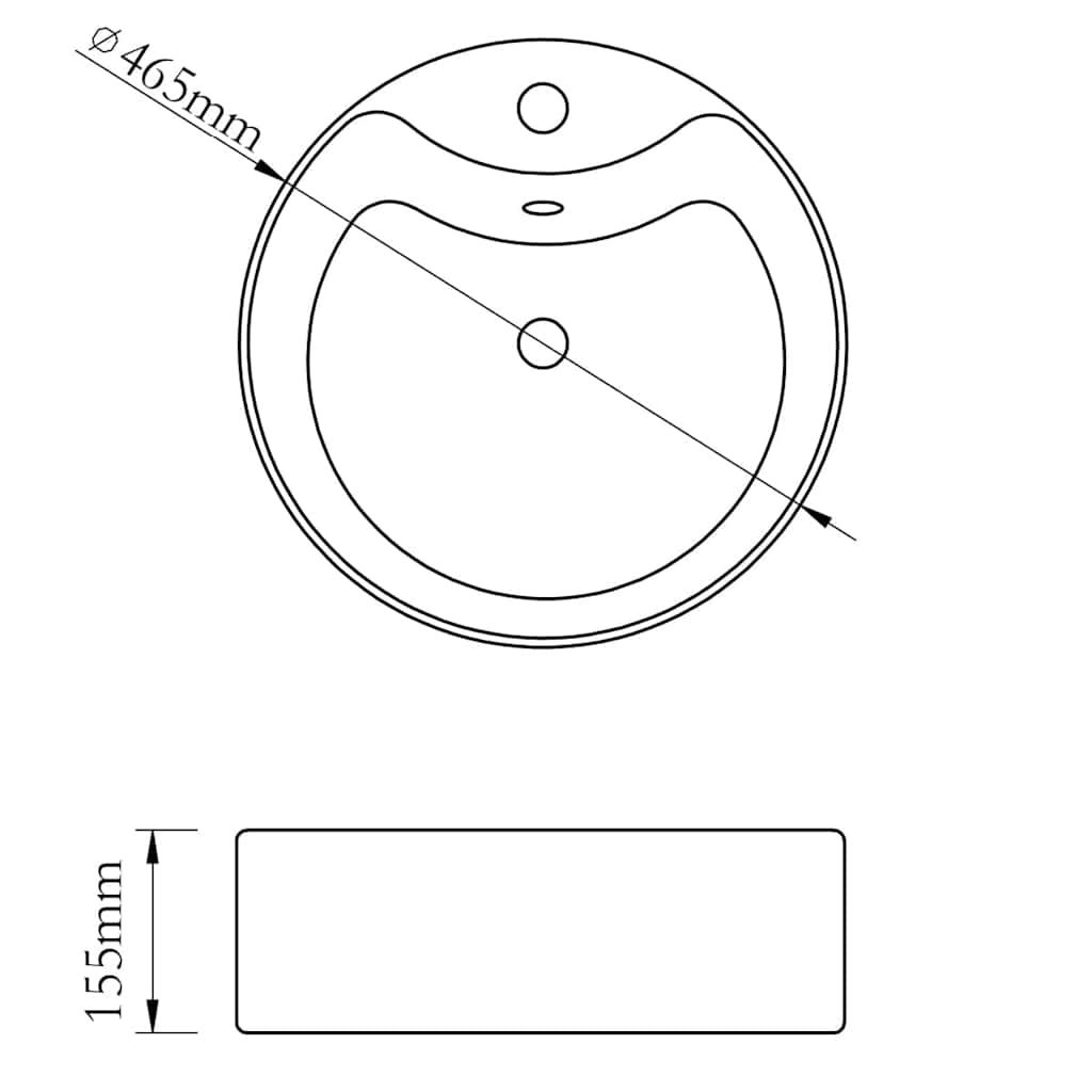 vidaXL Ceramic Bathroom Sink Basin Faucet/Overflow Hole White Round 6