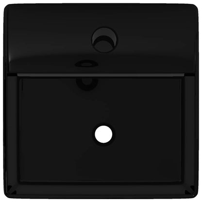 Ceramic Bathroom Sink Basin with Faucet Hole Black Square 4