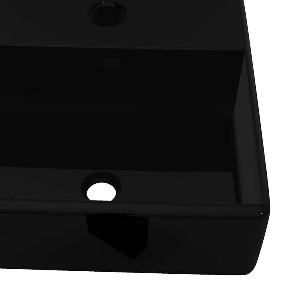 Ceramic Bathroom Sink Basin with Faucet Hole Black Square 5