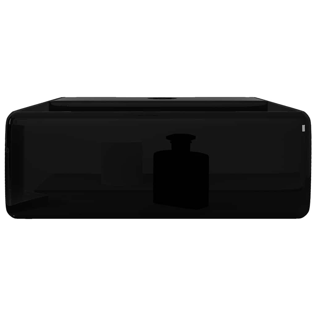 Ceramic Bathroom Sink Basin with Faucet Hole Black Square 3