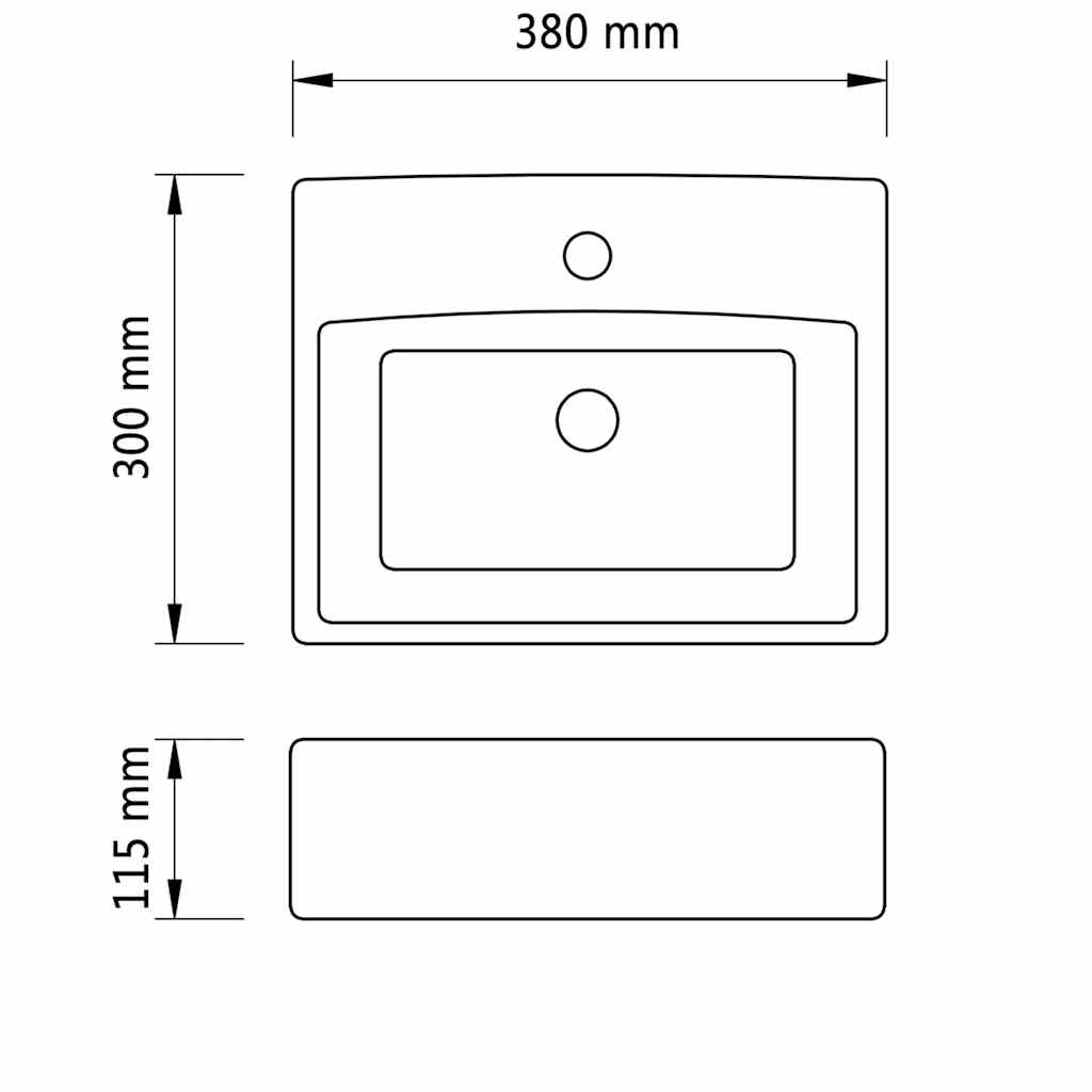 Ceramic Bathroom Sink Basin with Faucet Hole Black Square 6