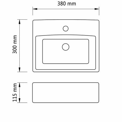 Ceramic Bathroom Sink Basin with Faucet Hole Black Square 6