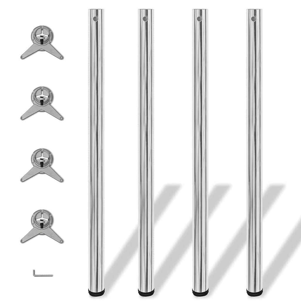 vidaXL 4 Height Adjustable Table Legs Chrome 1100 mm 1