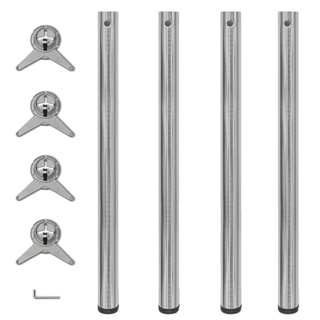 vidaXL 4 Height Adjustable Table Legs Brushed Nickel 870 mm 1