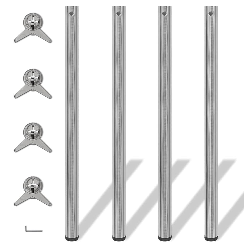 vidaXL 4 Height Adjustable Table Legs Brushed Nickel 1100 mm 1