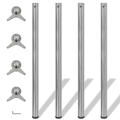 vidaXL 4 Height Adjustable Table Legs Brushed Nickel 1100 mm 1