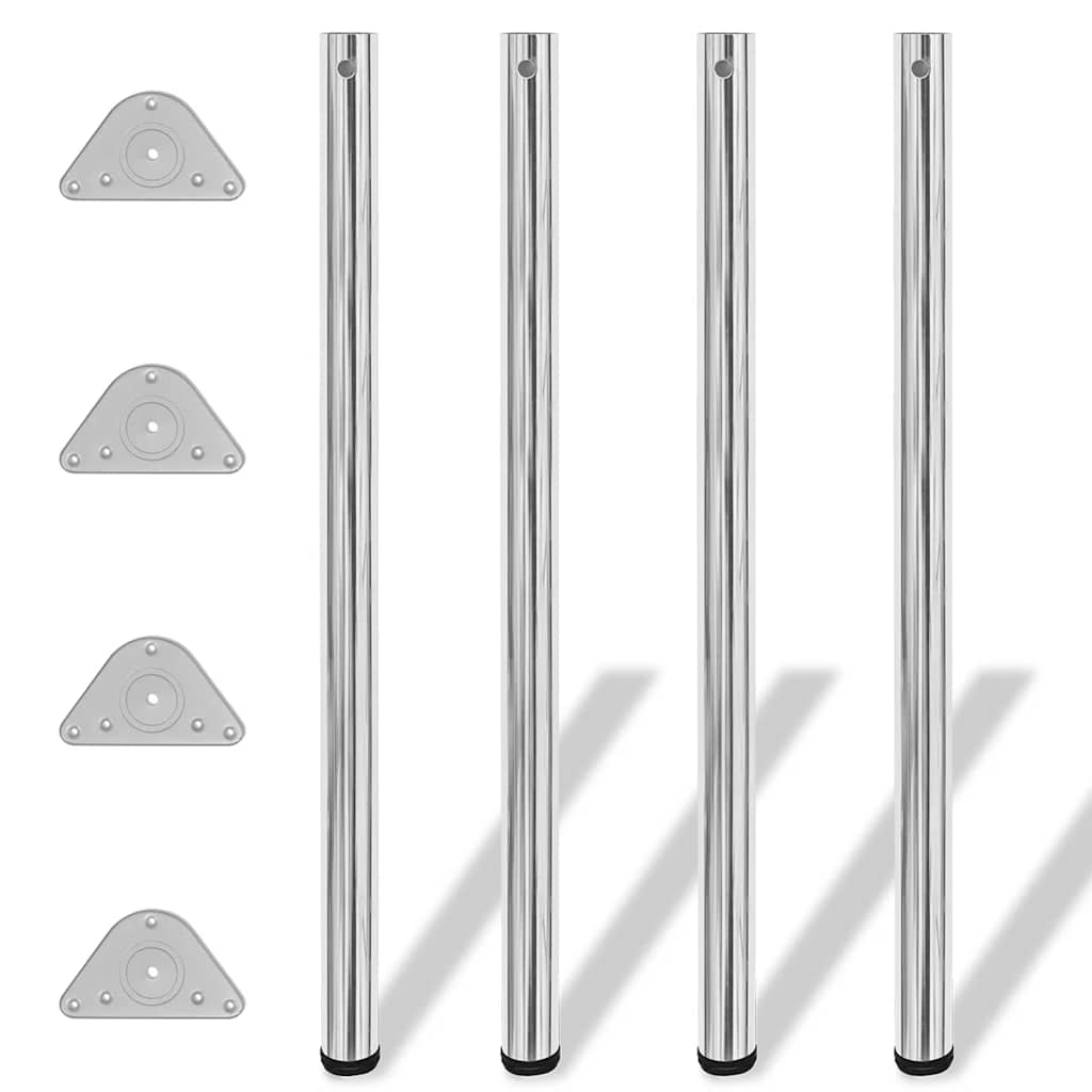 vidaXL 4 Height Adjustable Table Legs Chrome 1100 mm 1
