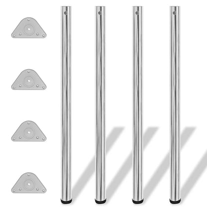 vidaXL 4 Height Adjustable Table Legs Chrome 1100 mm 1