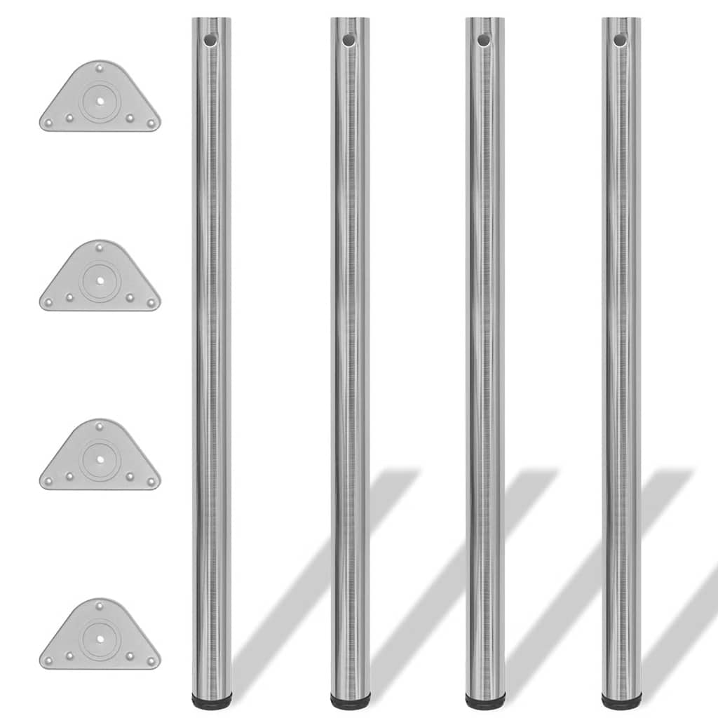 vidaXL 4 Height Adjustable Table Legs Brushed Nickel 1100 mm 1