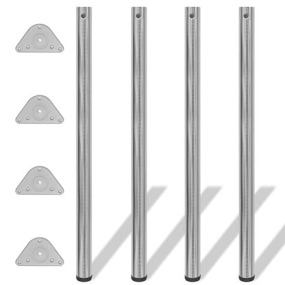 vidaXL 4 Height Adjustable Table Legs Brushed Nickel 1100 mm 1