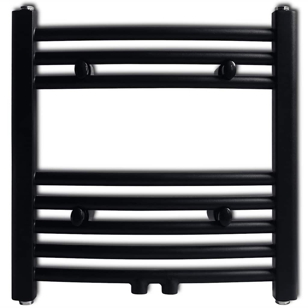 Black Bathroom Central Heating Towel Rail Radiator Curve 480x480mm 2