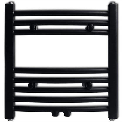 Black Bathroom Central Heating Towel Rail Radiator Curve 480x480mm 2