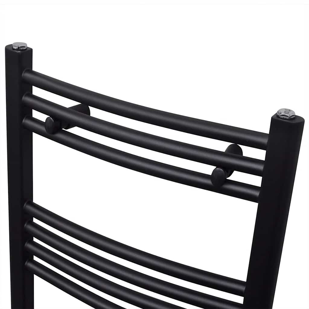 Black Bathroom Central Heating Towel Rail Radiator Curve 480x480mm 3