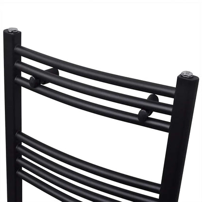 Black Bathroom Central Heating Towel Rail Radiator Curve 480x480mm 3