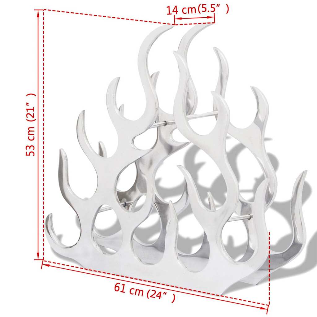 vidaXL Wine Stand for 11 Bottles Silver Aluminium 5