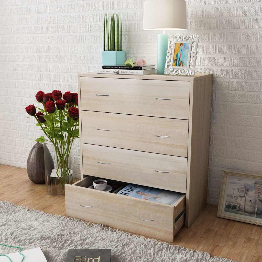 242544 vidaXL Sideboard with 4 Drawers 60x30,5x71 cm Oak Colour 1