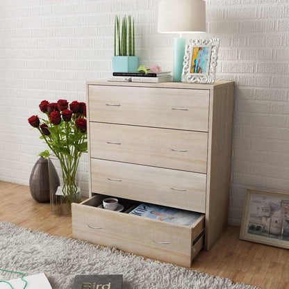 242544 vidaXL Sideboard with 4 Drawers 60x30,5x71 cm Oak Colour 1