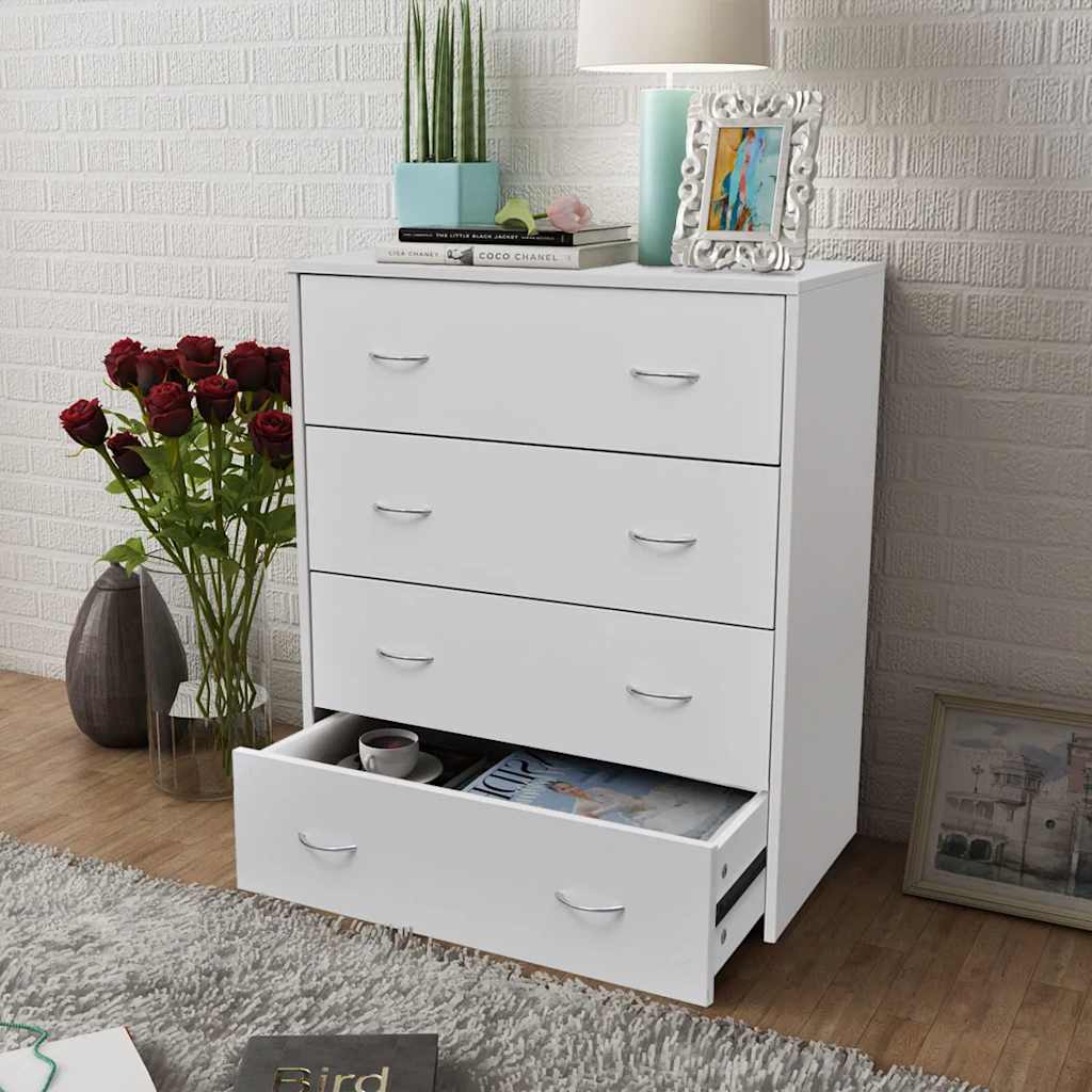 Sideboard with 4 Drawers 60x30,5x71 cm White