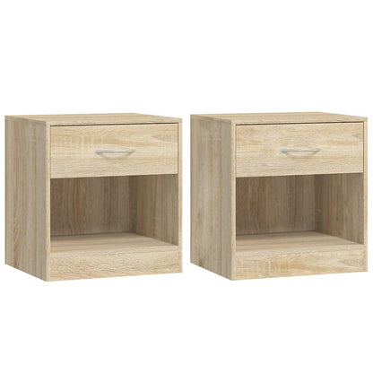 vidaXL Bedside Cabinet | Set of 2 | Oak | Engineered wood, MDF | Small 2