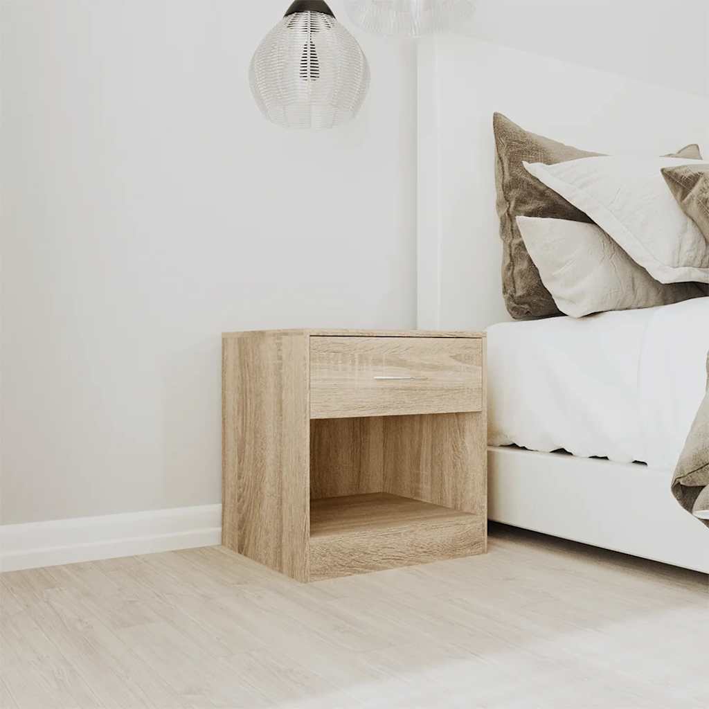 vidaXL Bedside Cabinet | Set of 2 | Oak | Engineered wood, MDF | Small 3