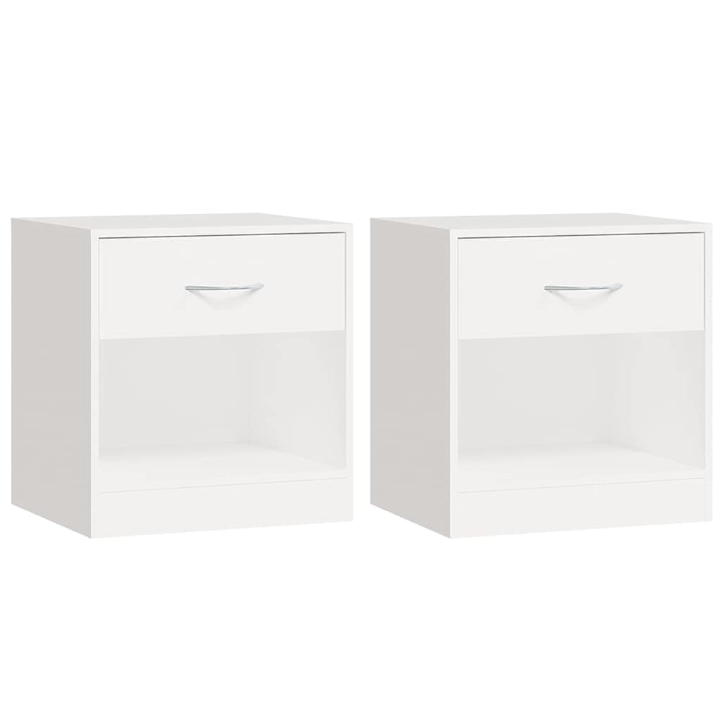 vidaXL Nightstand 2 pcs with Drawer White 2