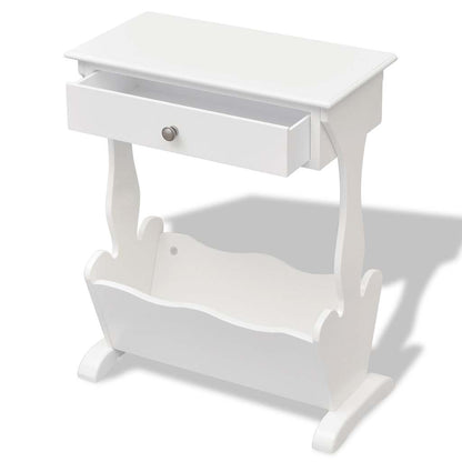 vidaXL Magazine Rack | White | MDF and Solid Fir Wood | Small | Magazine Rack 2