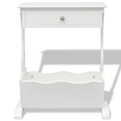 vidaXL Magazine Rack | White | MDF and Solid Fir Wood | Small | Magazine Rack 4