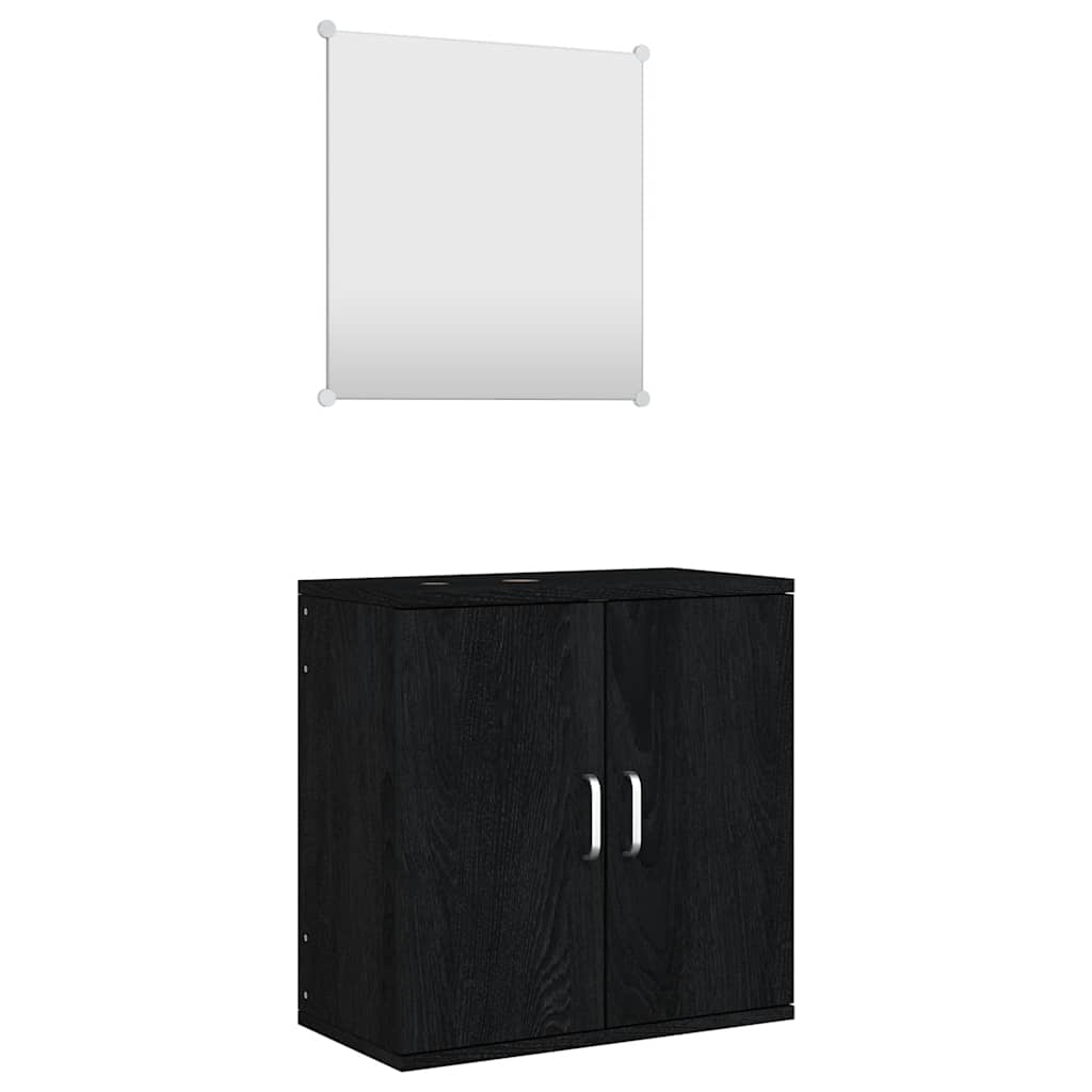 vidaXL 2 Piece Bathroom Furniture Set Black Engineered Wood 2