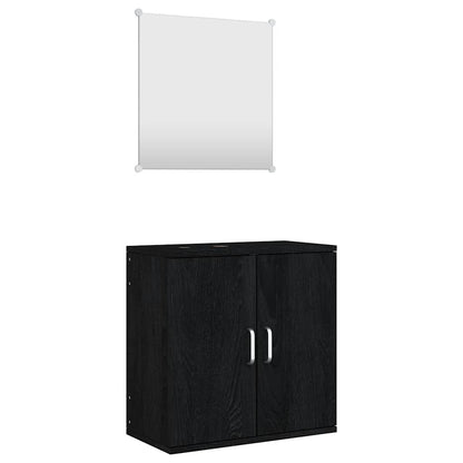 vidaXL 2 Piece Bathroom Furniture Set Black Engineered Wood 2