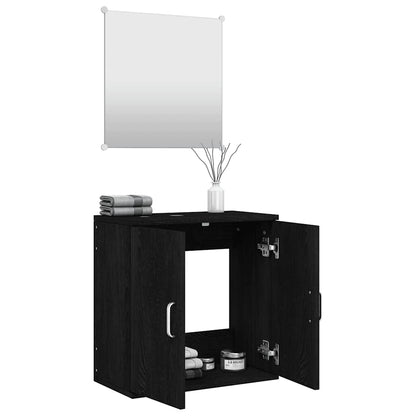 vidaXL 2 Piece Bathroom Furniture Set Black Engineered Wood 3