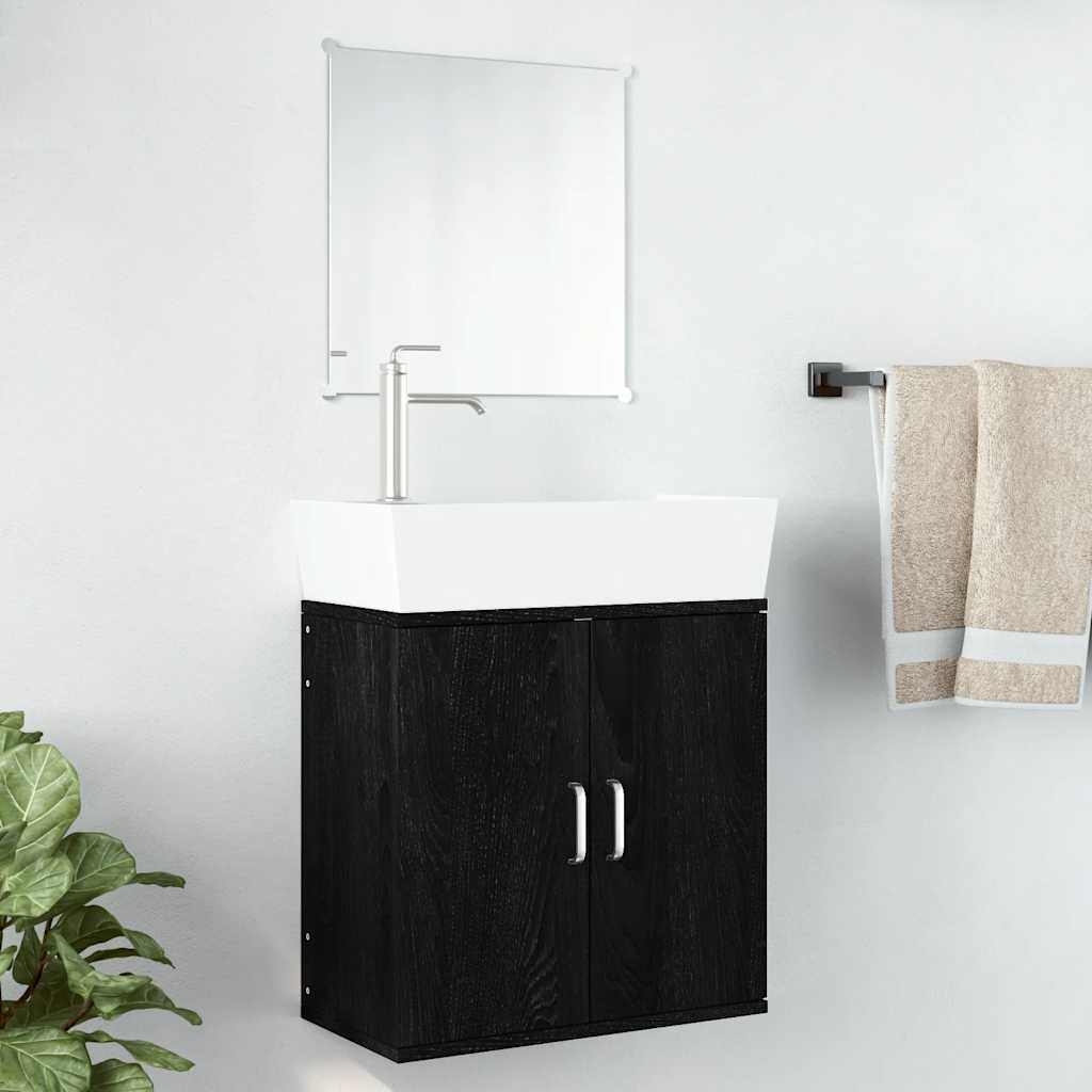 vidaXL 2 Piece Bathroom Furniture Set Black Engineered Wood 1