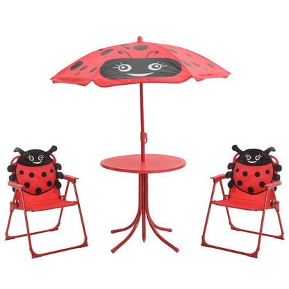 vidaXL 3 Piece Kids' Garden Bistro Set with Parasol Red 1