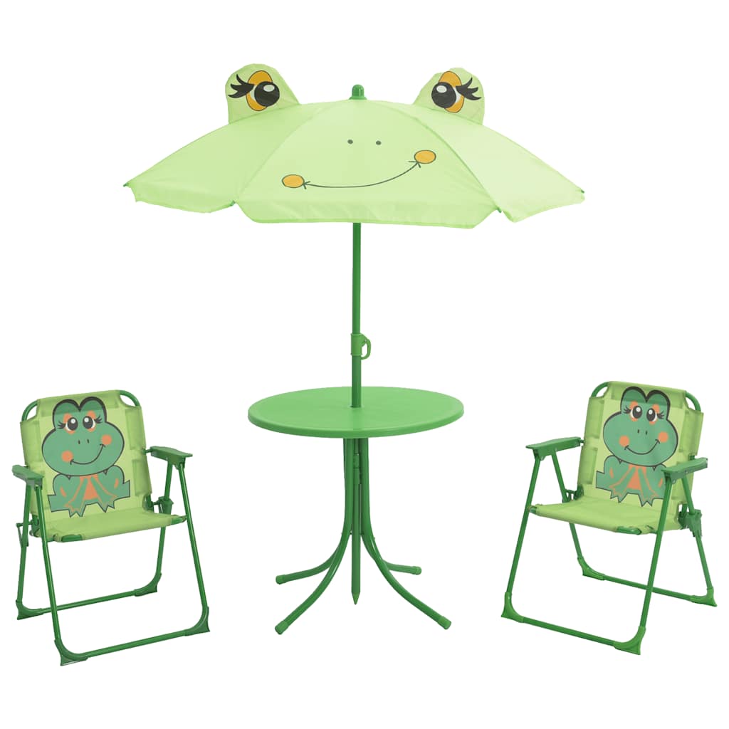 vidaXL 3 Piece Kids' Garden Bistro Set with Parasol Green 1