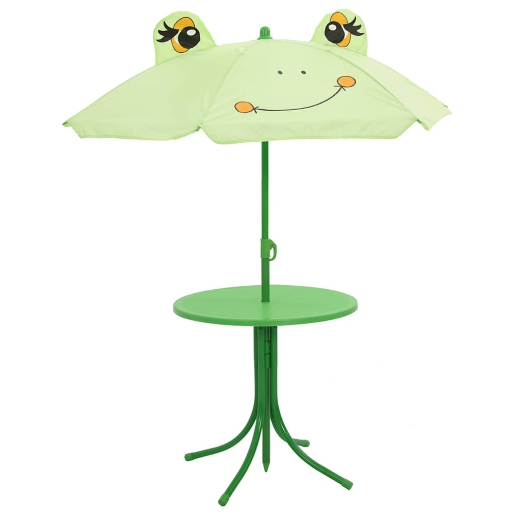 vidaXL 3 Piece Kids' Garden Bistro Set with Parasol Green 5