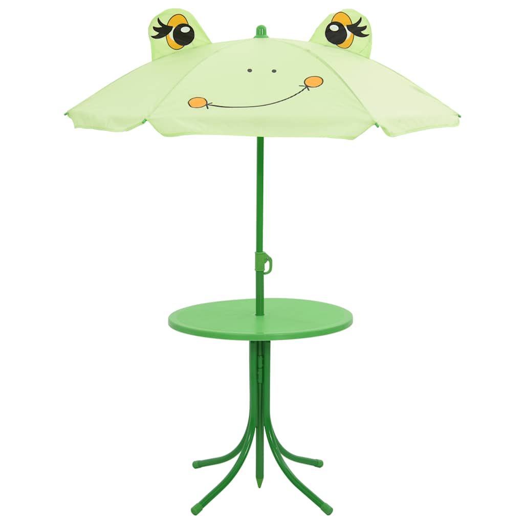 vidaXL 3 Piece Kids' Garden Bistro Set with Parasol Green 6