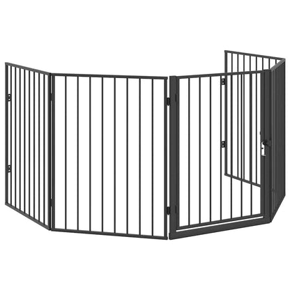 vidaXL Pet Fireplace Fence Steel Black 2
